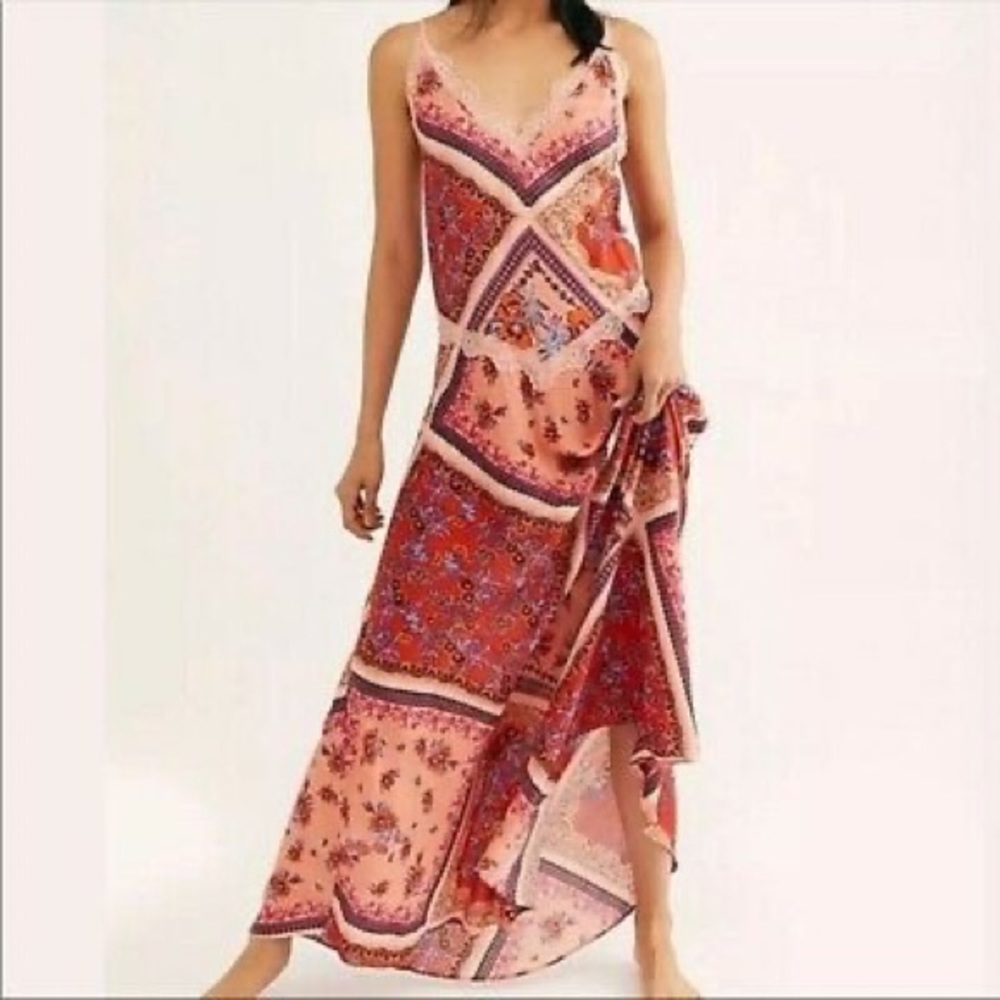 NWT Free People Boho Stevie Maxi Dress in Red